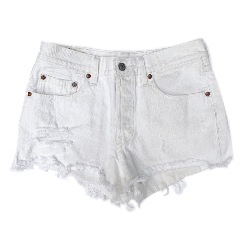 LEVI'S 501 Cutoff Denim Shorts | White | Size 26